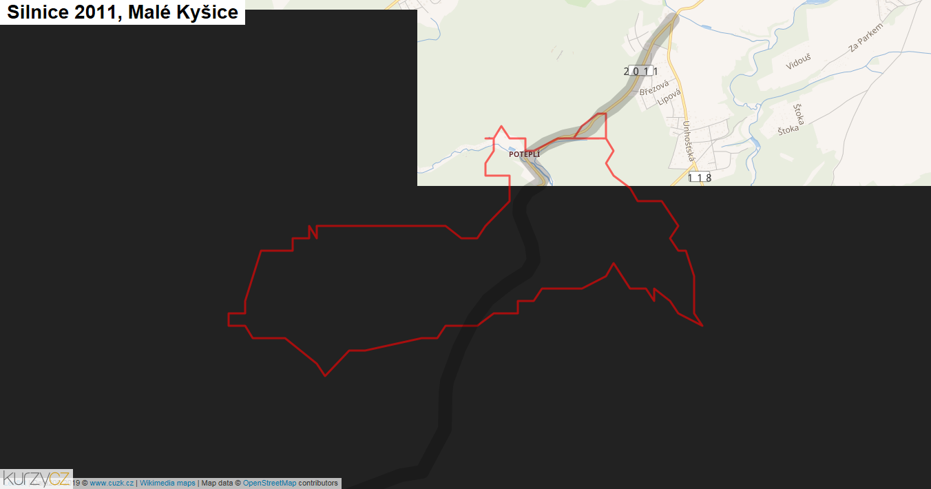 Malé Kyšice, Silnice 2011 - Mapa