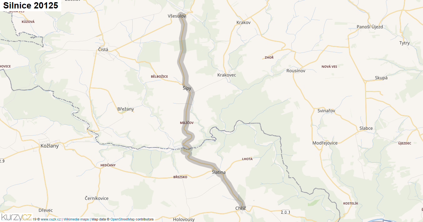 Silnice 20125 - mapa Silnice 20125