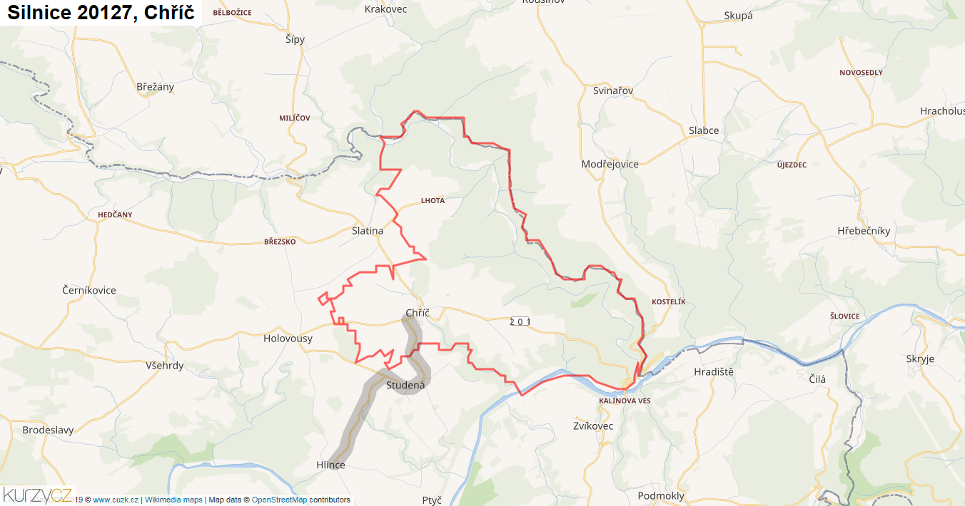 Chříč, Silnice 20127 - Mapa