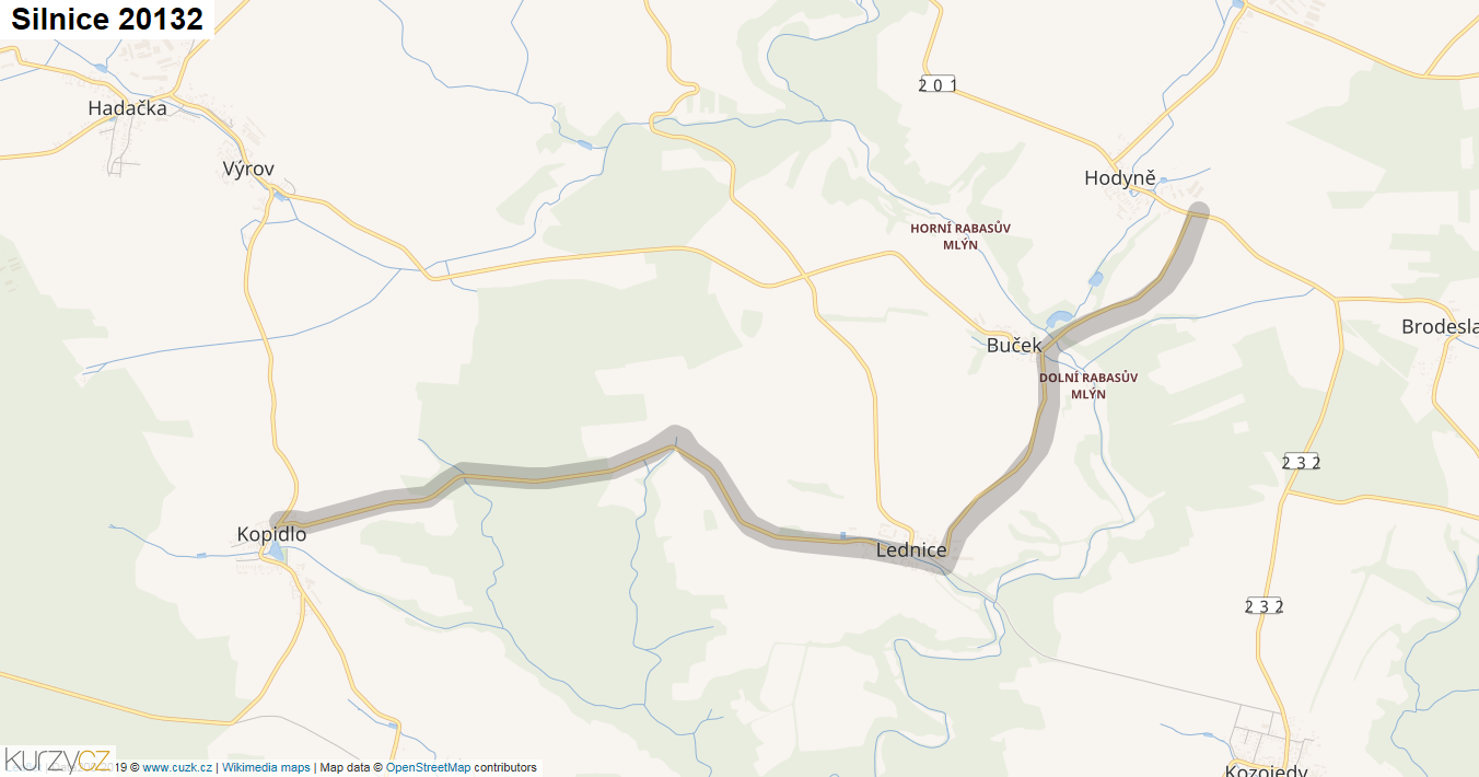 Silnice 20132 - mapa Silnice 20132