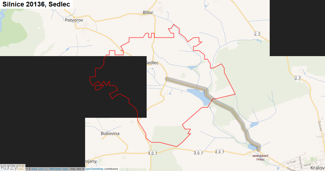 Sedlec, Silnice 20136 - Mapa