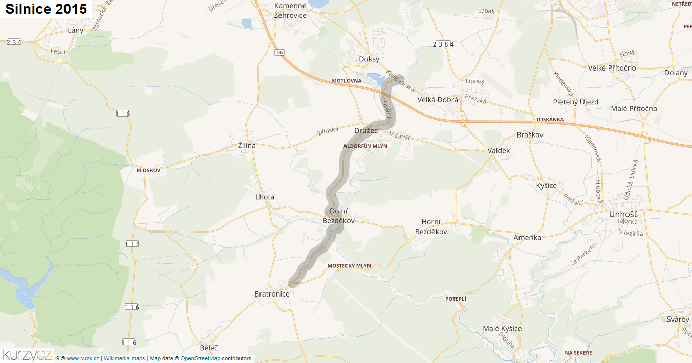 Silnice 2015 - mapa Silnice 2015