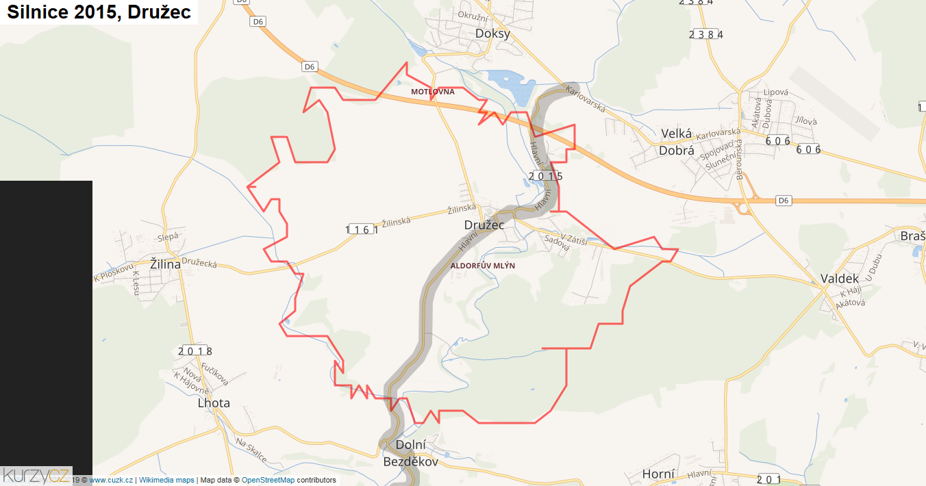 Družec, Silnice 2015 - Mapa