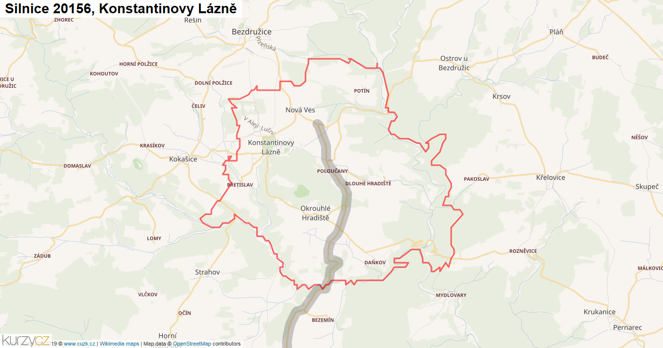 Konstantinovy Lázně, Silnice 20156 - Mapa