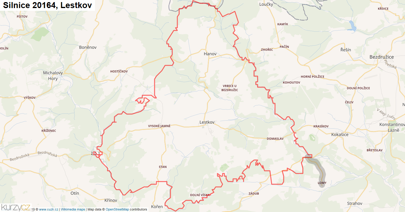 Lestkov, Silnice 20164 - Mapa
