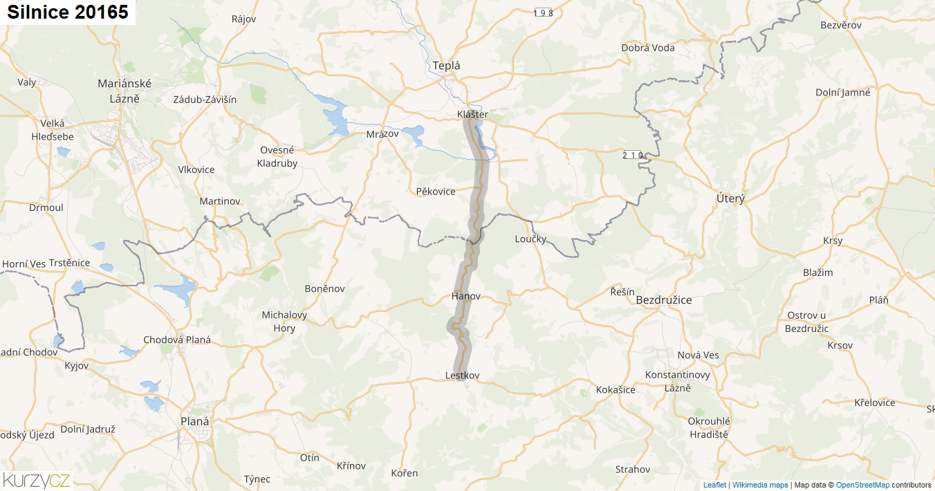 Silnice 20165 - mapa Silnice 20165