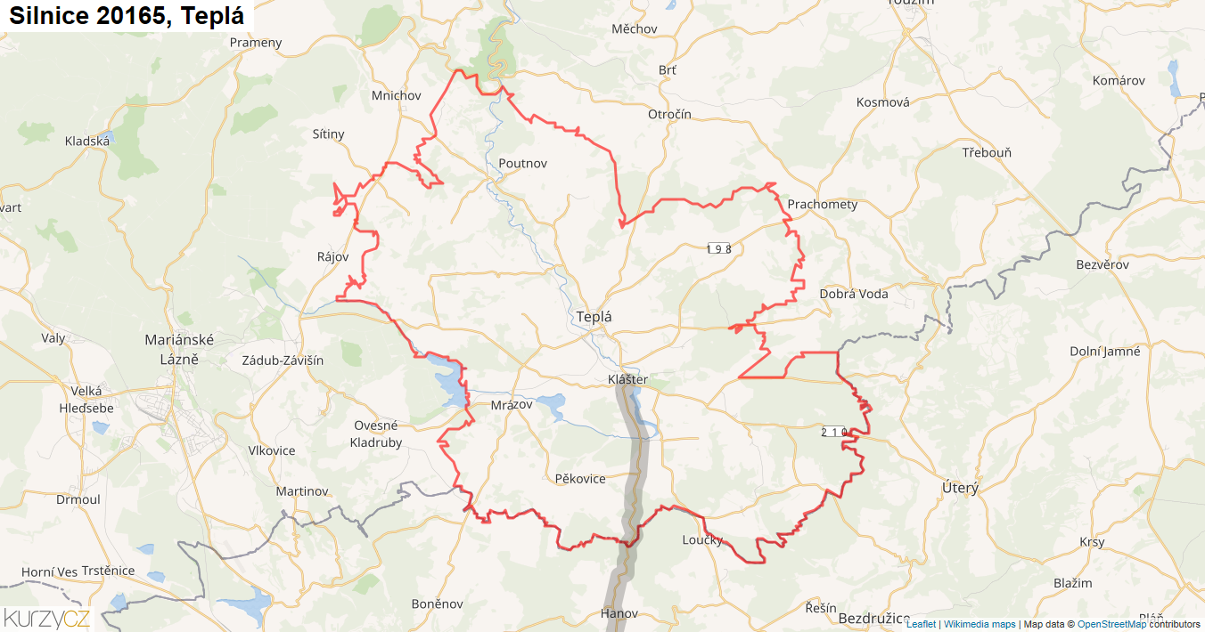 Teplá, Silnice 20165 - Mapa