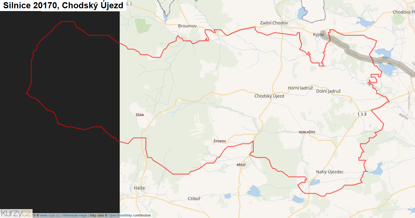 Chodský Újezd, Silnice 20170 - Mapa