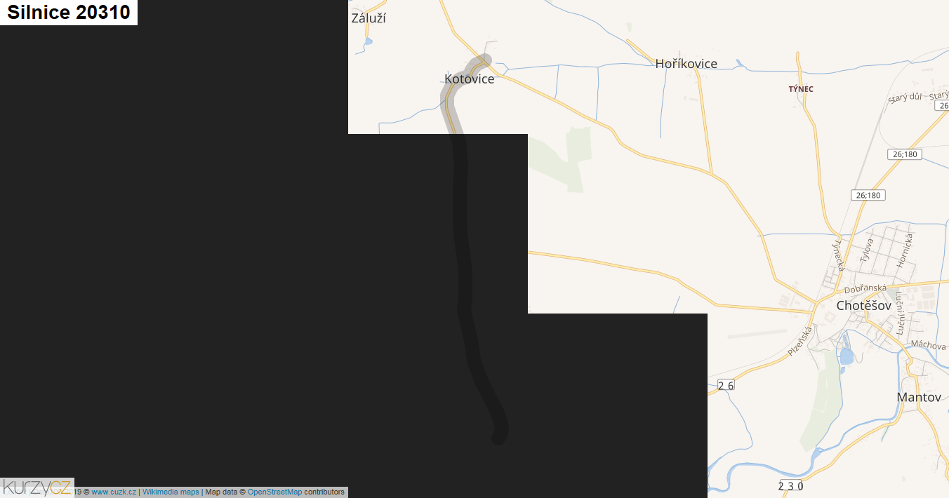 Silnice 20310 - mapa Silnice 20310