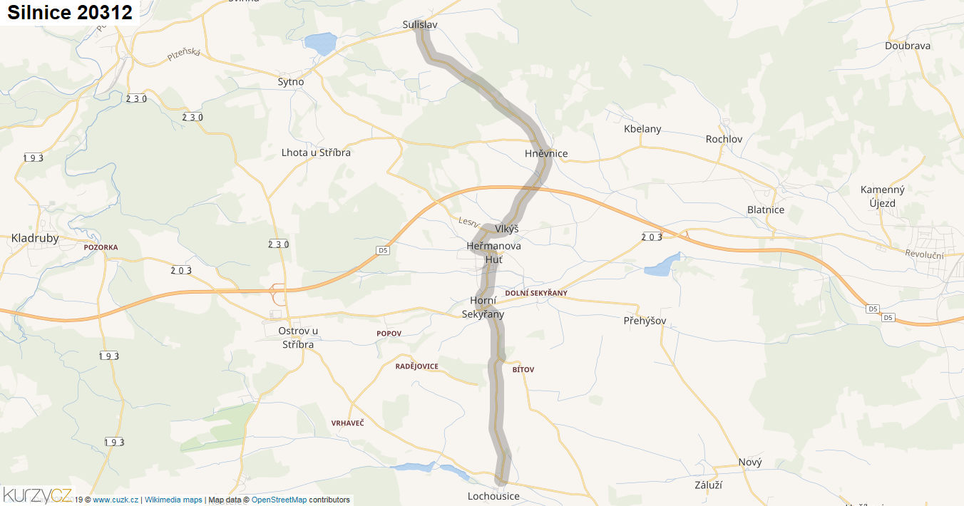 Silnice 20312 - mapa Silnice 20312