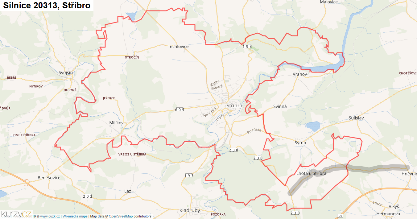 Stříbro, Silnice 20313 - Mapa