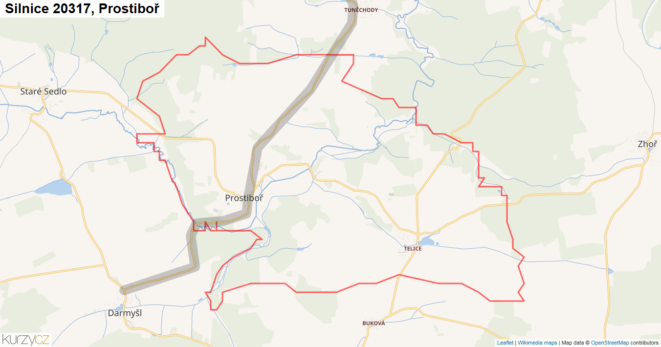 Prostiboř, Silnice 20317 - Mapa