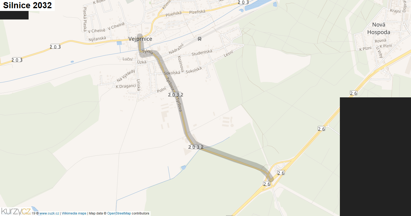 Silnice 2032 - mapa Silnice 2032