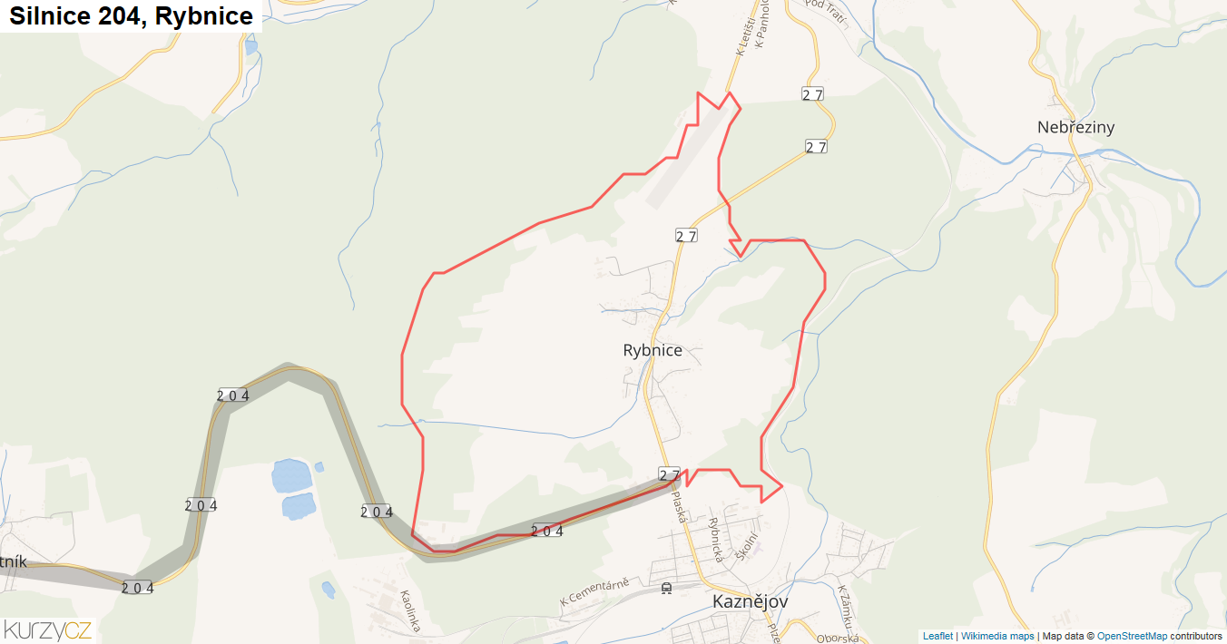 Rybnice, Silnice 204 - Mapa