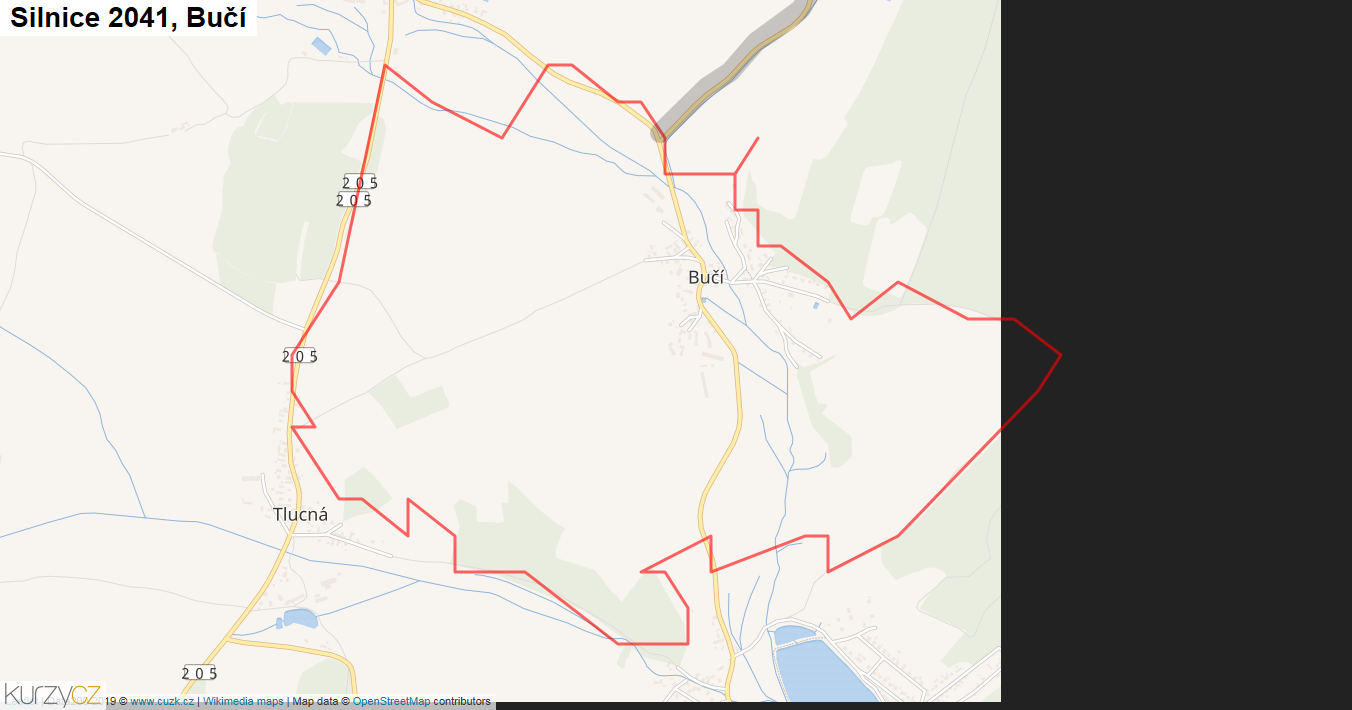 Bučí, Silnice 2041 - Mapa
