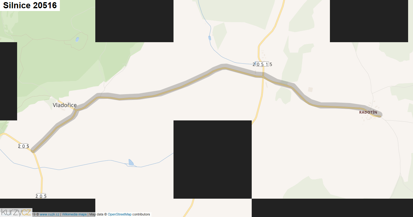Silnice 20516 - mapa Silnice 20516