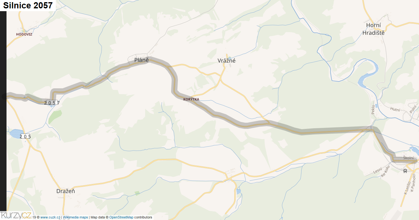 Silnice 2057 - mapa Silnice 2057