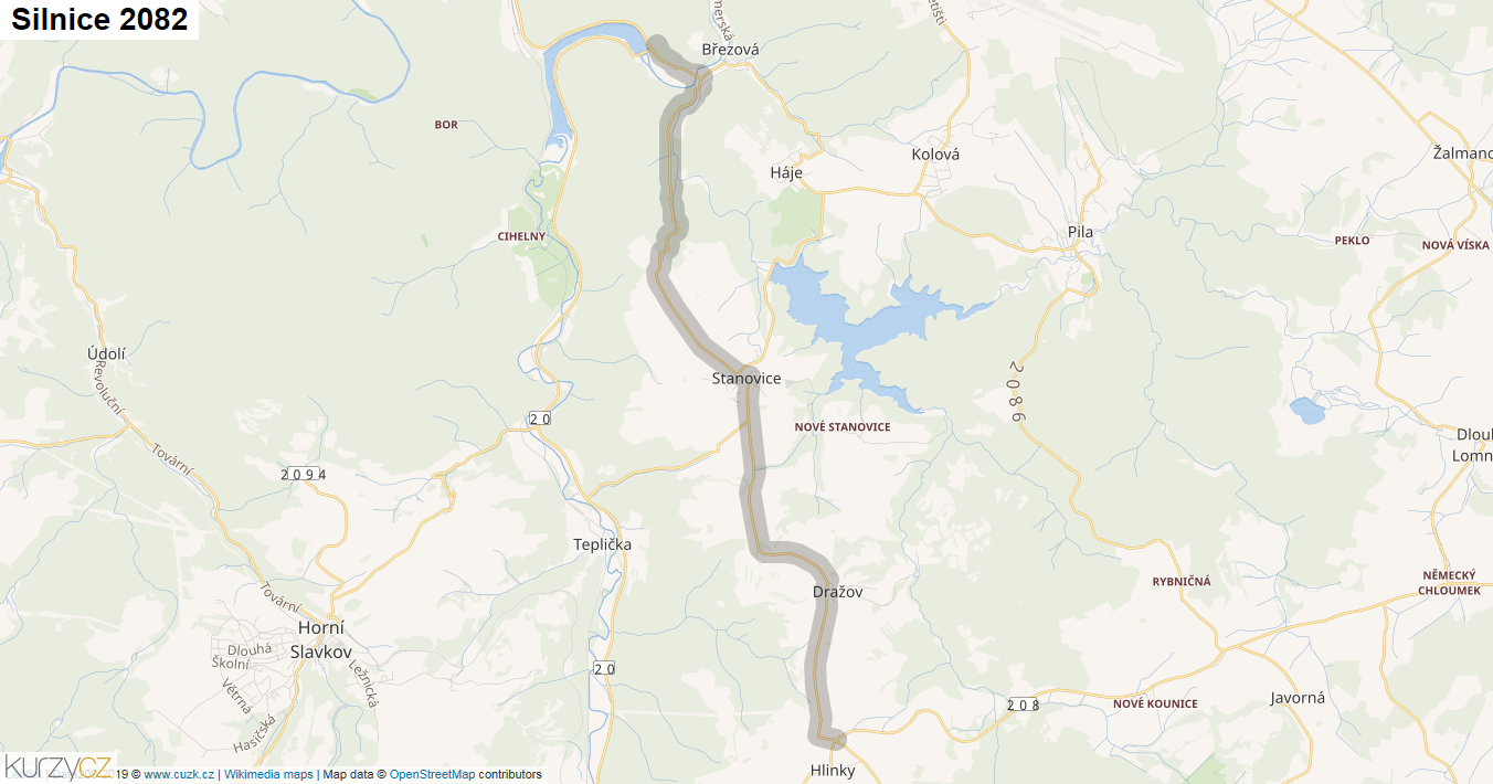 Silnice 2082 - mapa Silnice 2082