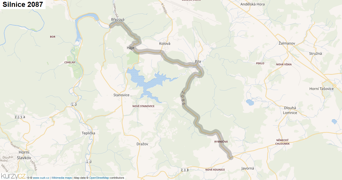 Silnice 2087 - mapa Silnice 2087