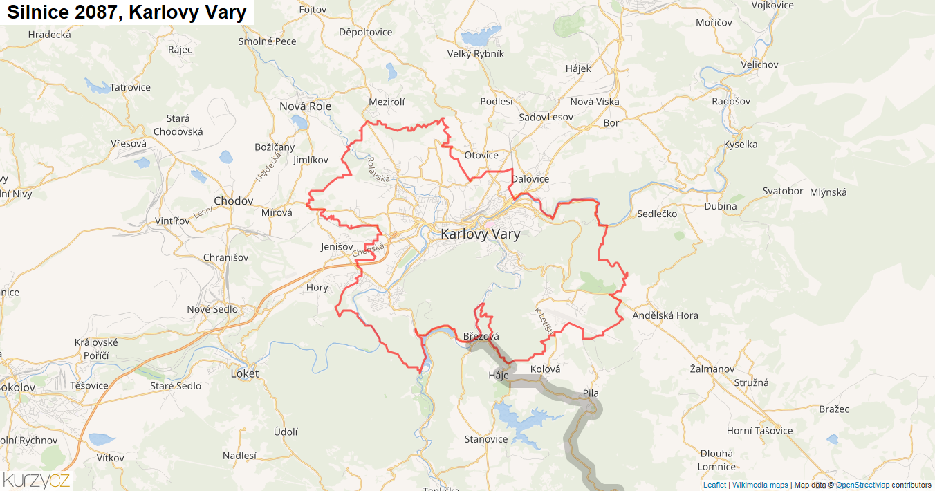 Karlovy Vary, Silnice 2087 - Mapa