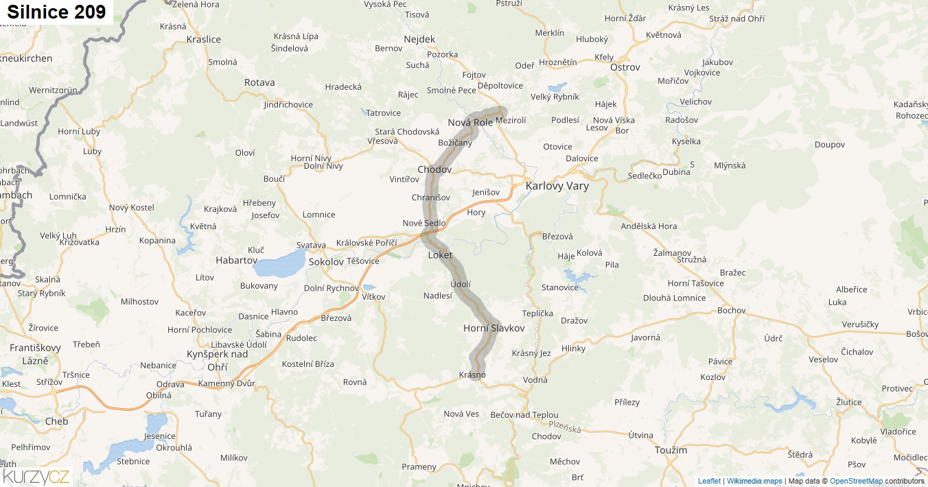 Silnice 209 - mapa Silnice 209