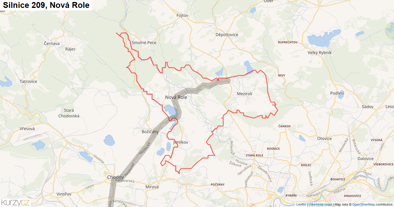 Nová Role, Silnice 209 - Mapa