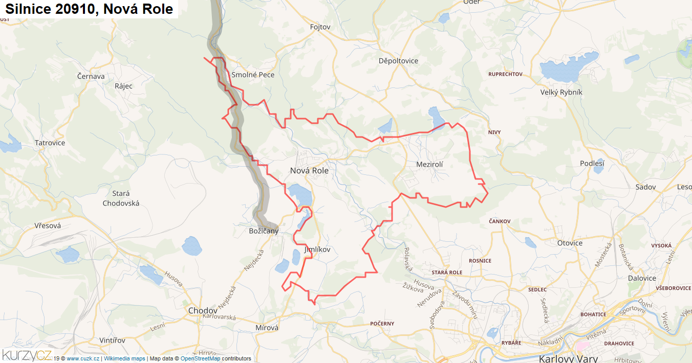 Nová Role, Silnice 20910 - Mapa