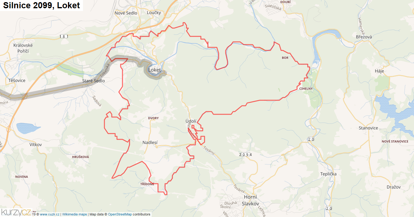 Loket, Silnice 2099 - Mapa