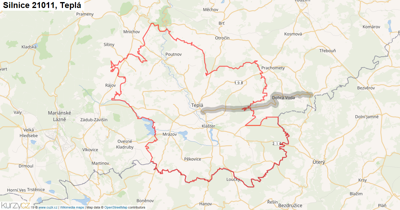 Teplá, Silnice 21011 - Mapa