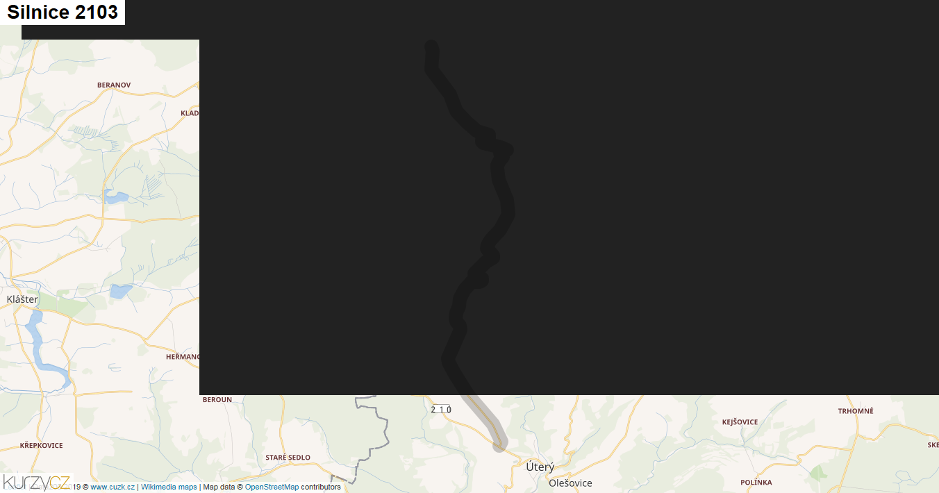 Silnice 2103 - mapa Silnice 2103