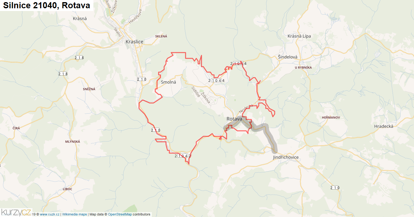 Rotava, Silnice 21040 - Mapa