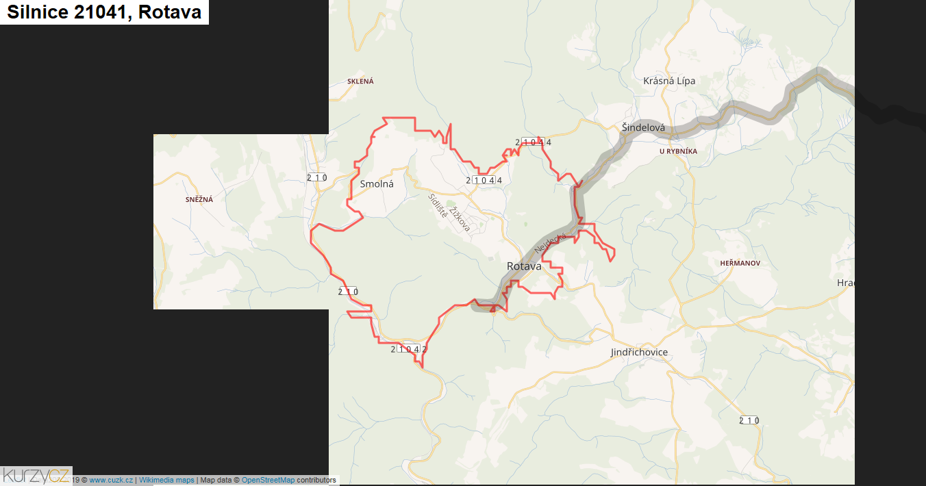 Rotava, Silnice 21041 - Mapa