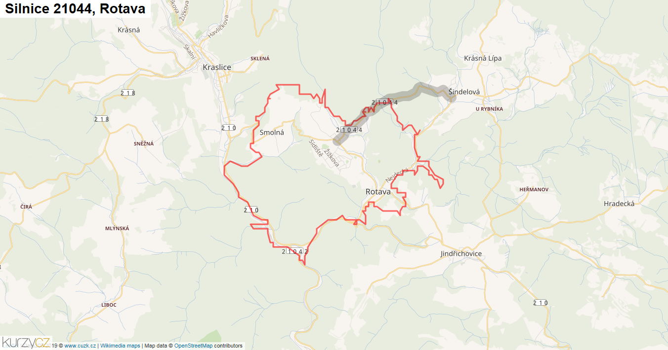 Rotava, Silnice 21044 - Mapa