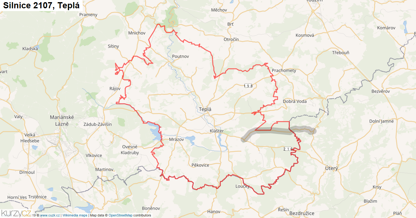 Teplá, Silnice 2107 - Mapa