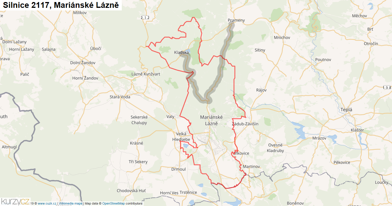 Mariánské Lázně, Silnice 2117 - Mapa