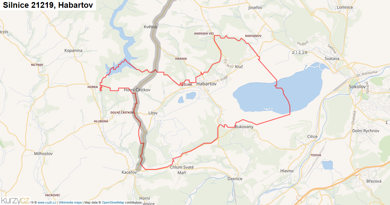 Habartov, Silnice 21219 - Mapa