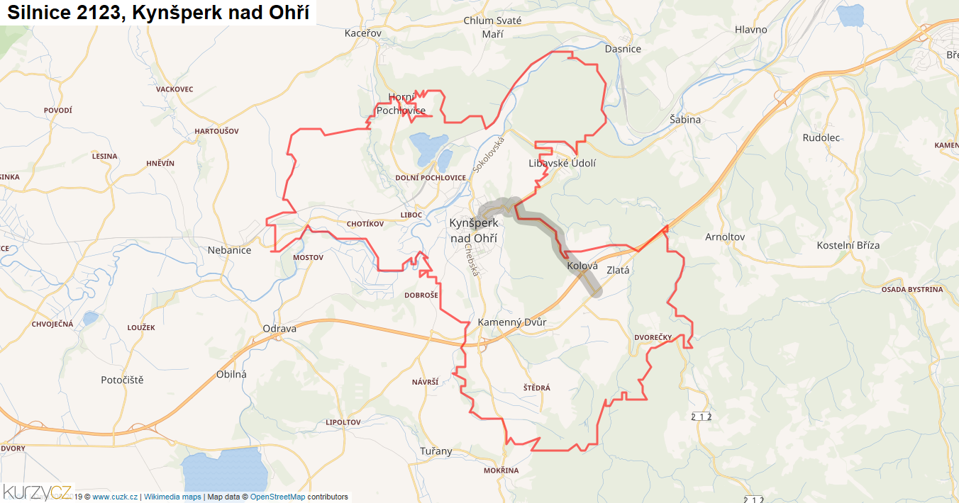 Kynšperk nad Ohří, Silnice 2123 - Mapa