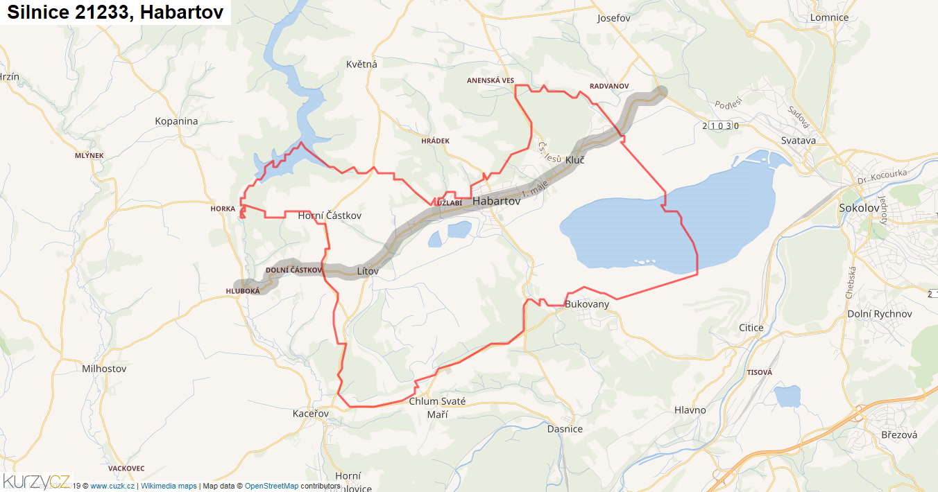 Habartov, Silnice 21233 - Mapa