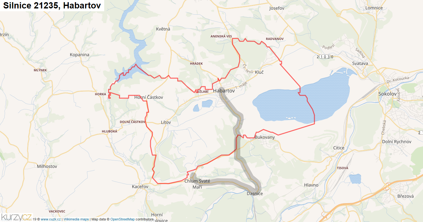 Habartov, Silnice 21235 - Mapa
