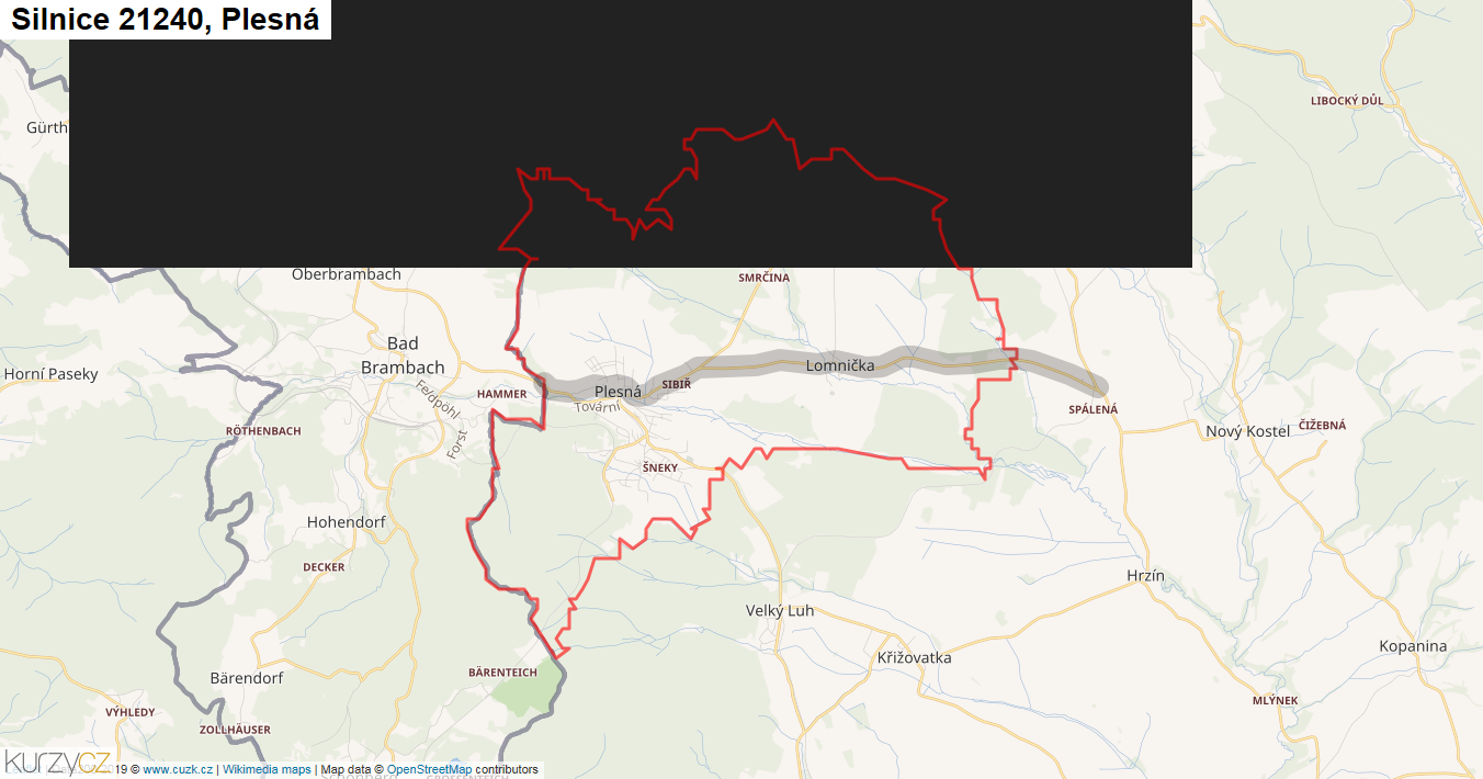Plesná, Silnice 21240 - Mapa