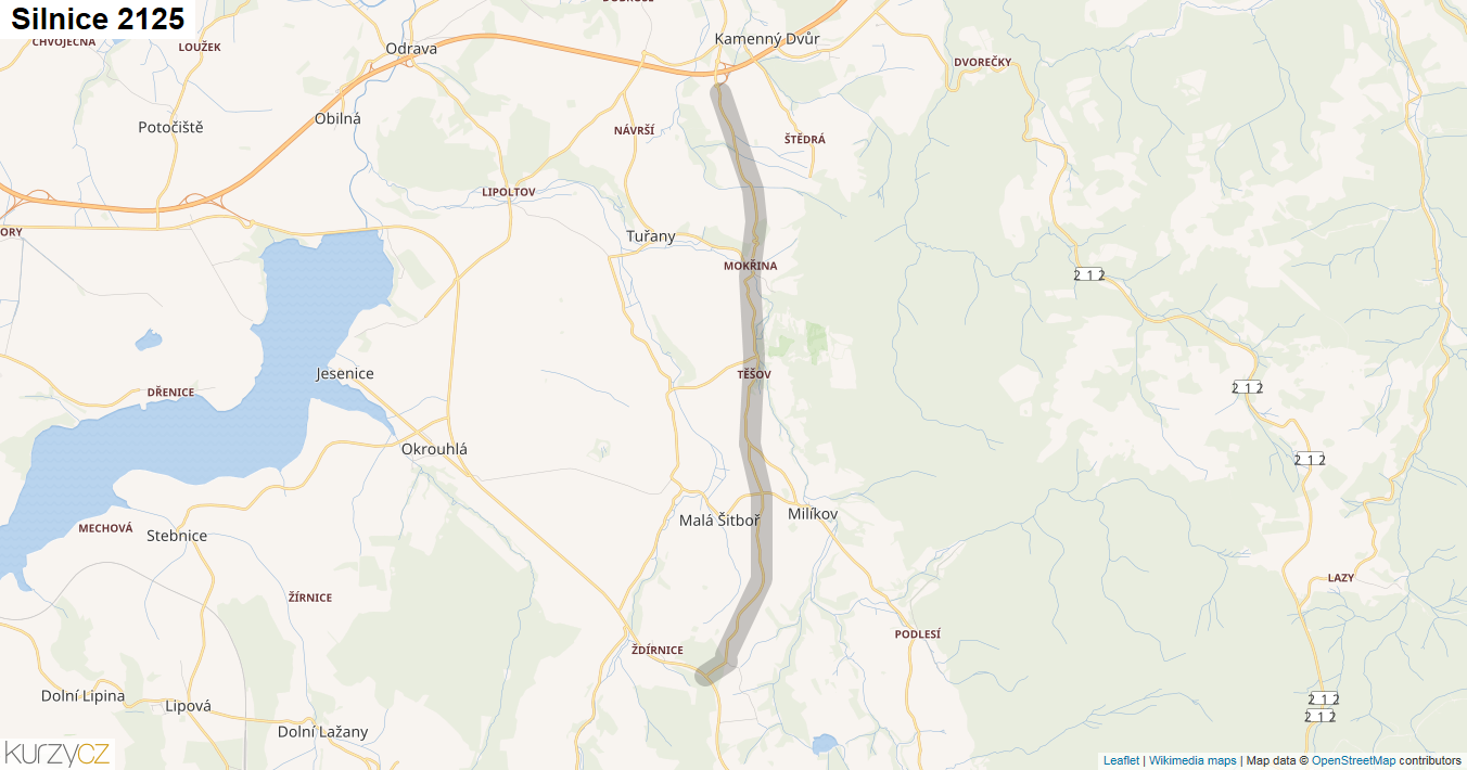 Silnice 2125 - mapa Silnice 2125
