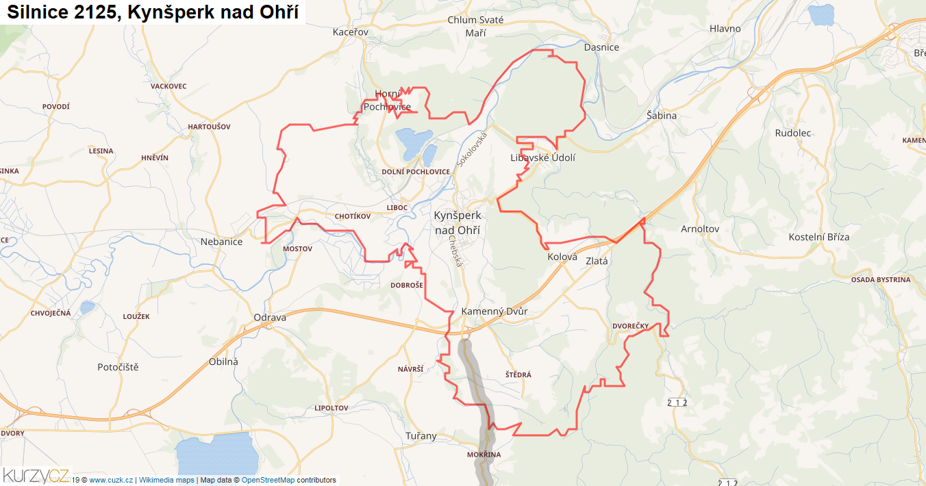 Kynšperk nad Ohří, Silnice 2125 - Mapa