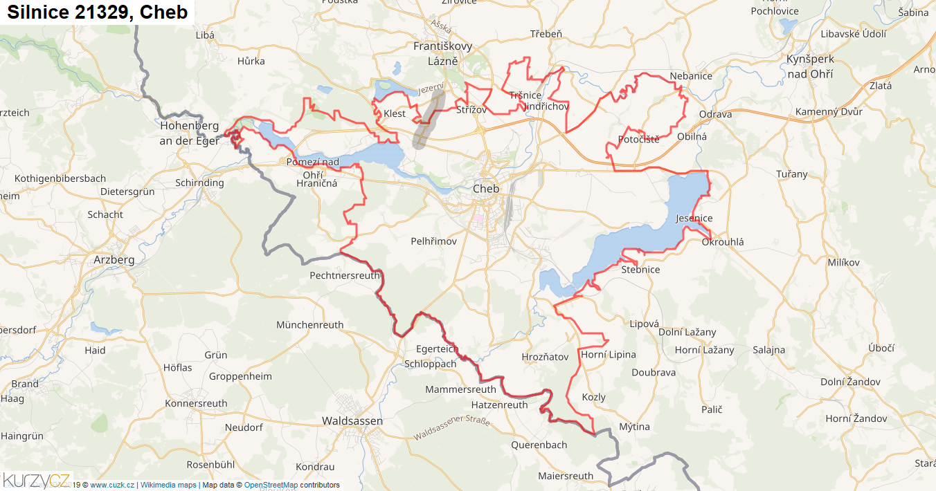 Cheb, Silnice 21329 - Mapa