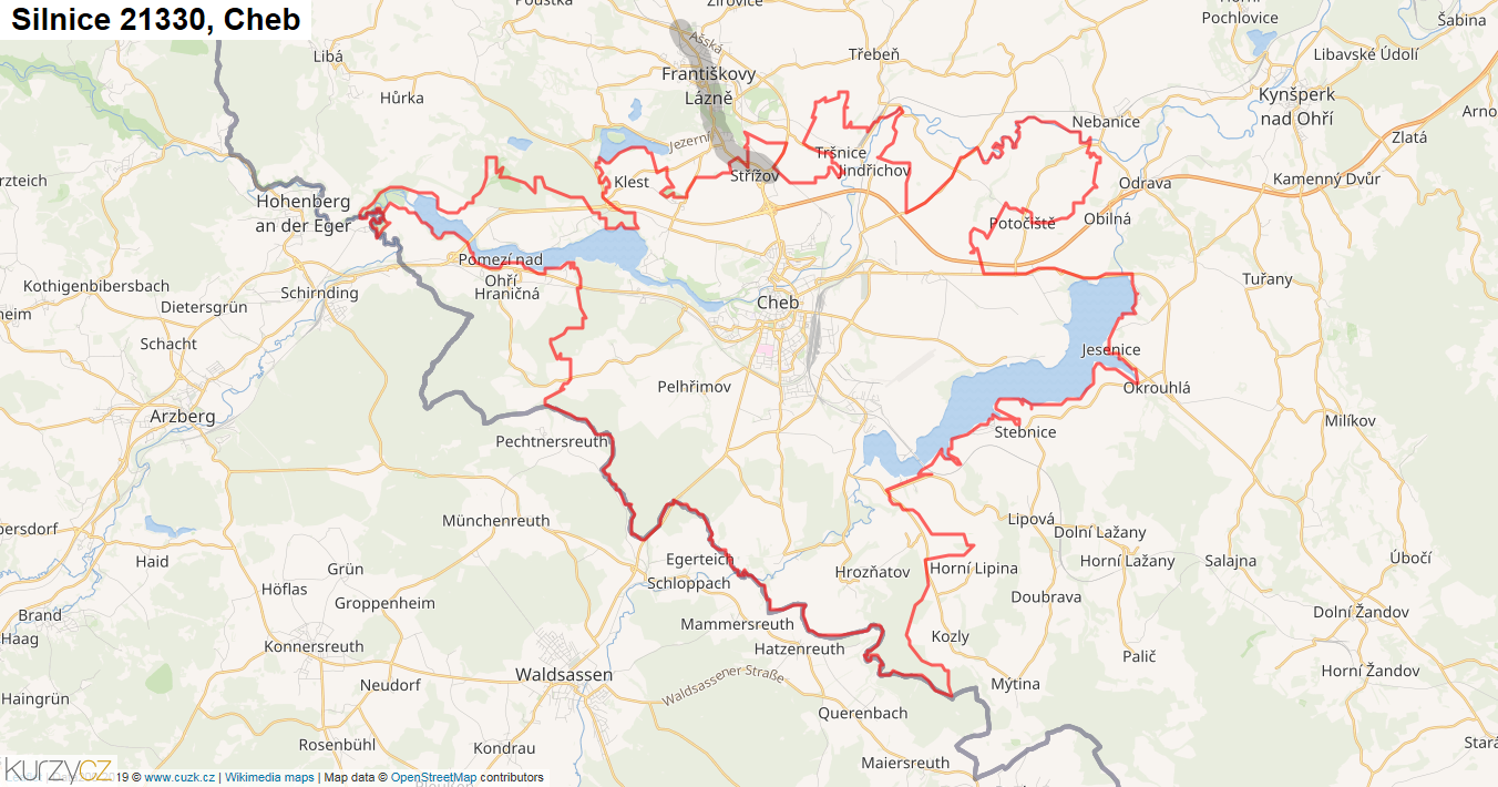 Cheb, Silnice 21330 - Mapa