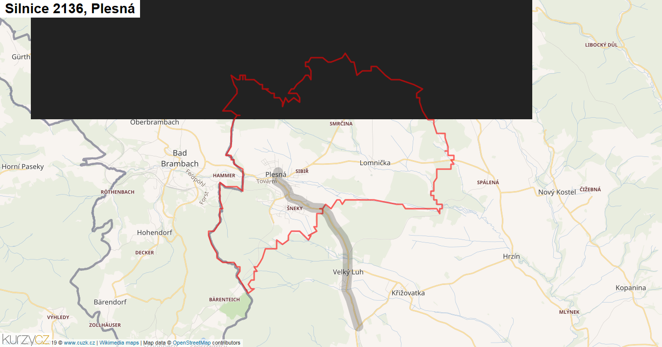 Plesná, Silnice 2136 - Mapa