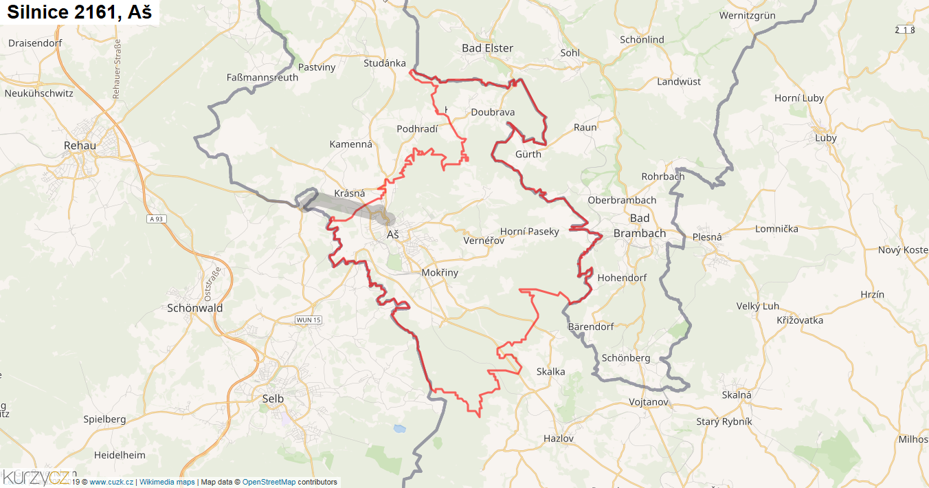 Aš, Silnice 2161 - Mapa