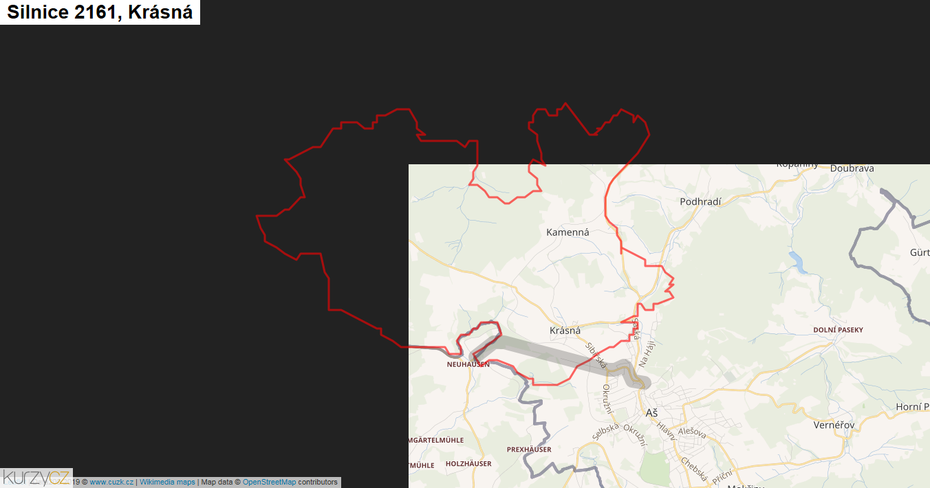 Krásná, Silnice 2161 - Mapa