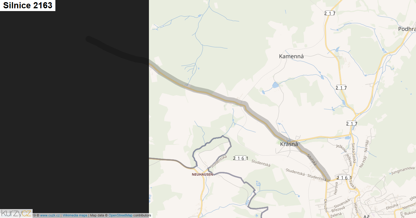Silnice 2163 - mapa Silnice 2163