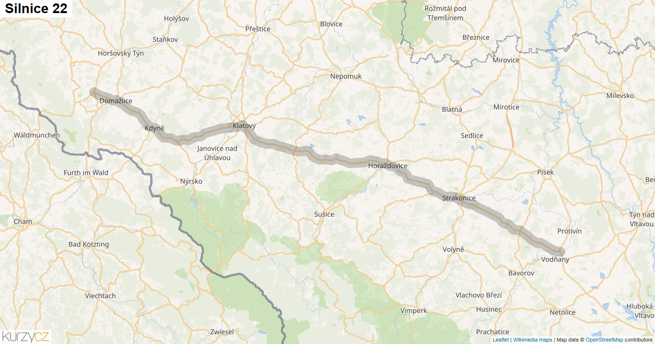 Silnice 22 - mapa Silnice 22