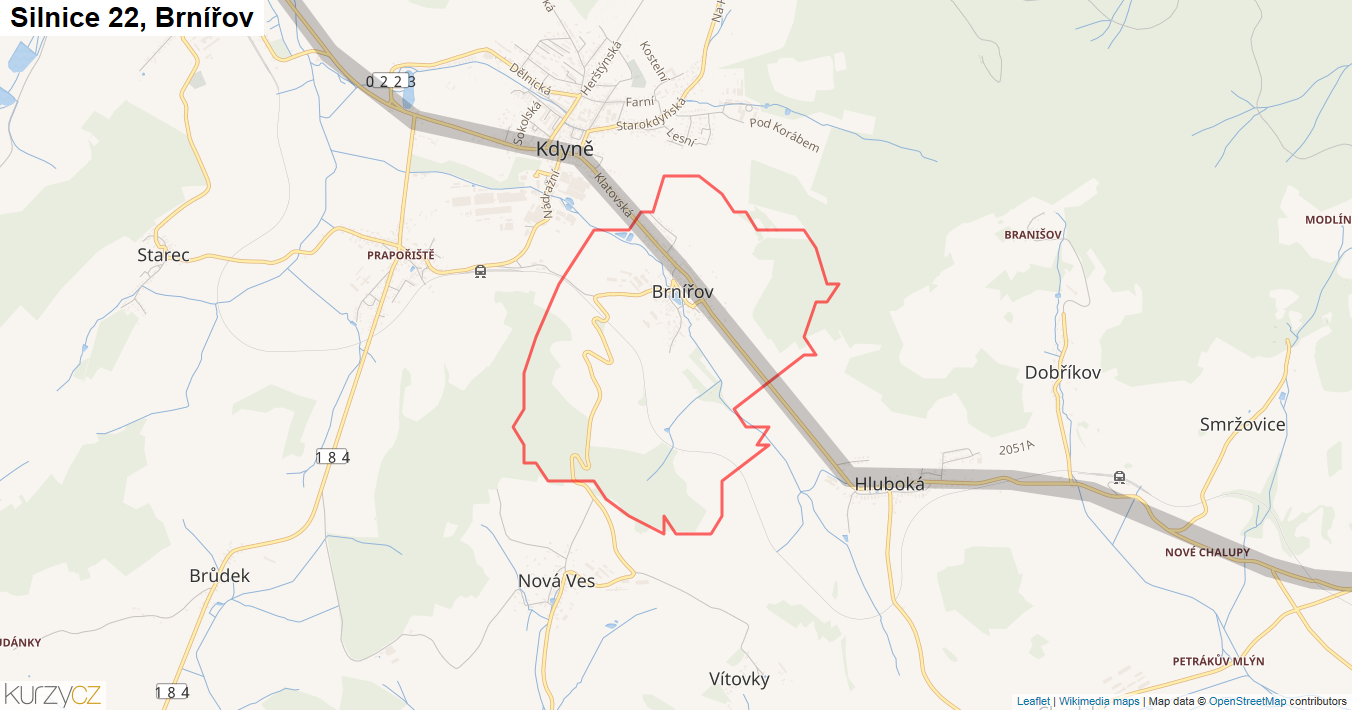 Brnířov, Silnice 22 - Mapa